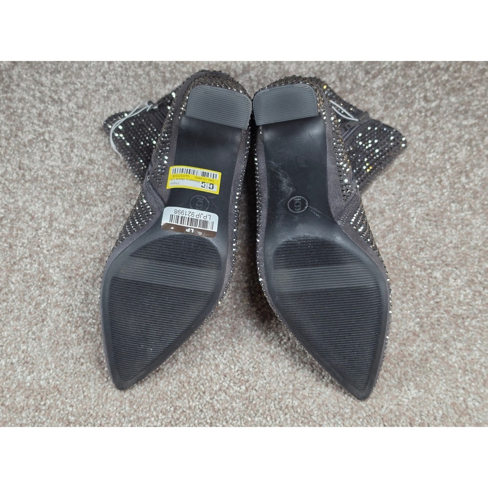 A New Day Womens Rhinestone Embellished Pointed Toe Heel Ankle Boots Grey 9 - Picture 3 of 5